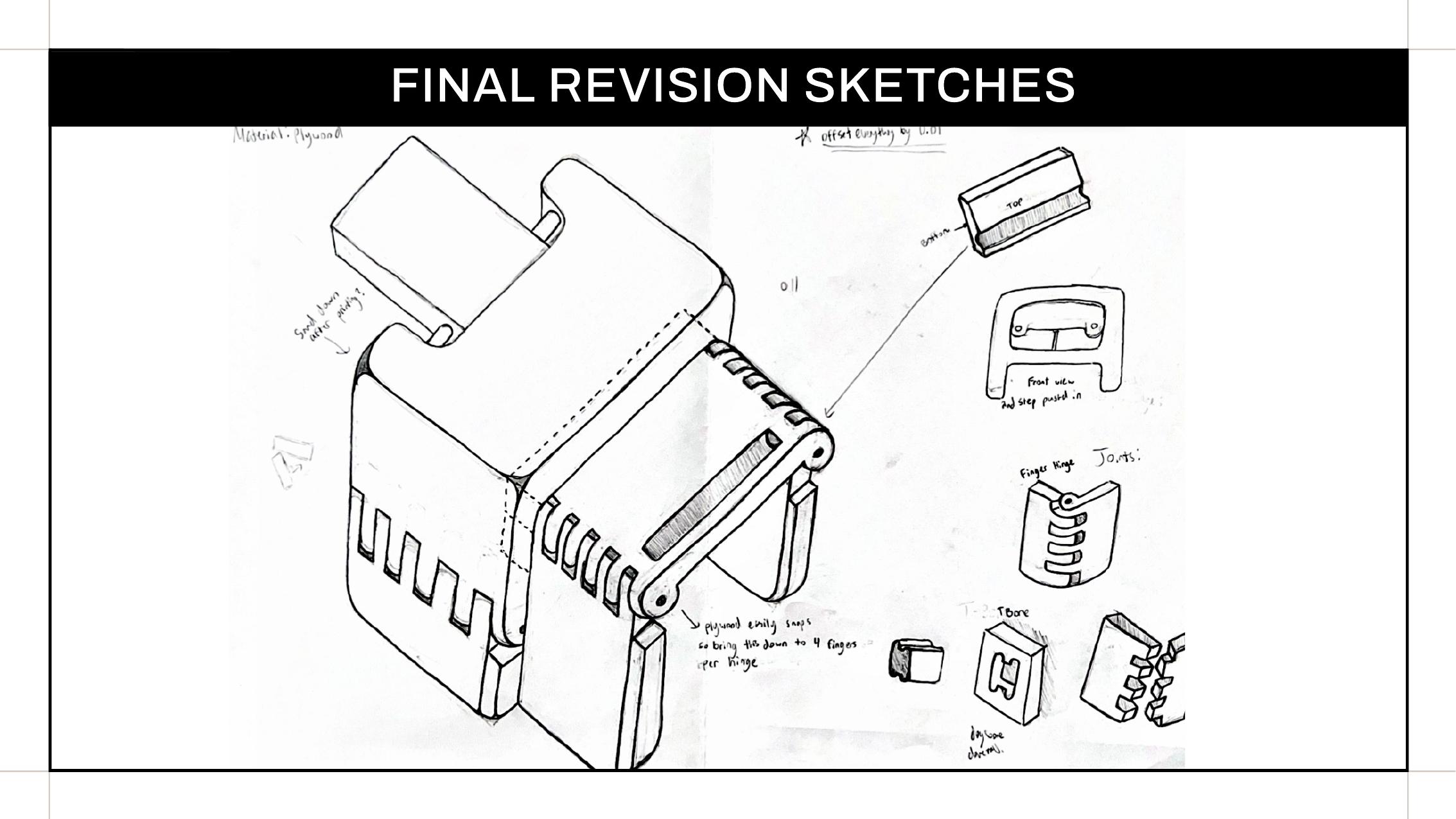 Final revision sketches for the folding step stool